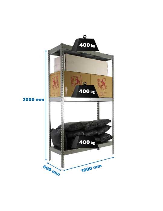 Estanteria 2000x1800x600 ECOFORTE 1806/3 METAL GALVA/GALVA marca SIMONRACK