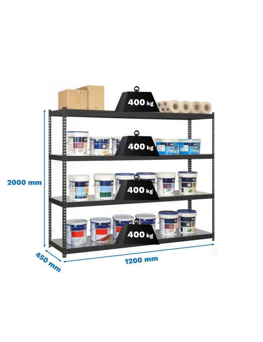 Estanteria 2000x1200x450 ECOFORTE 1204/4 METAL ANTRACITA/GALVA marca SIMONRACK