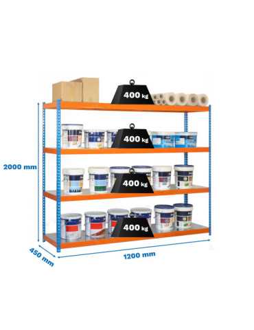 Estanteria 2000x1200x450 ECOFORTE 1204/4 METAL AZUL/NARANJA/GALVA marca SIMONRACK