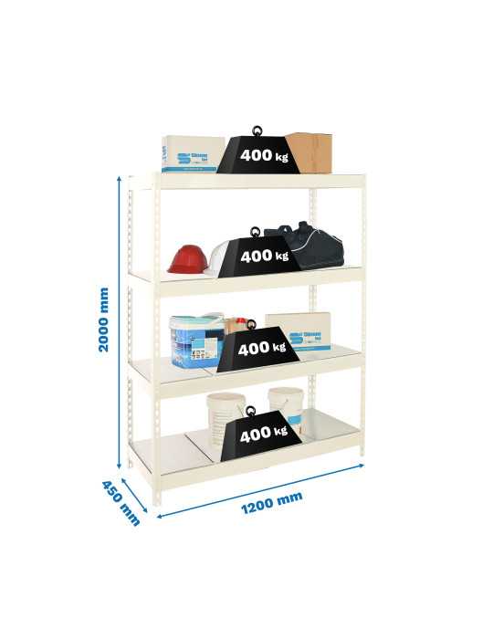 Estanteria 2000x1200x450 ECOFORTE 1204/4 METAL BLANCO/GALVA marca SIMONRACK