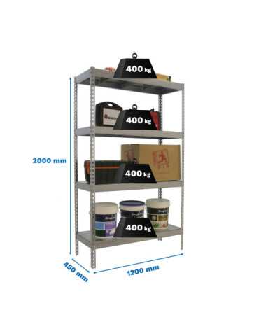 Estanteria 2000x1200x450 ECOFORTE 1204/4 METAL GALVA/GALVA marca SIMONRACK
