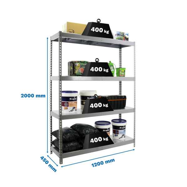 Estanteria 2000x1200x450 ECOFORTE 1204/4 METAL GRIS/GALVA marca SIMONRACK