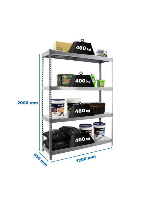 Estanteria 2000x1200x450 ECOFORTE 1204/4 METAL GRIS/GALVA marca SIMONRACK