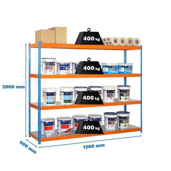 Estanteria 2000x1200x600 ECOFORTE 1206/4 METAL AZUL/NARANJA/GALVA marca SIMONRACK