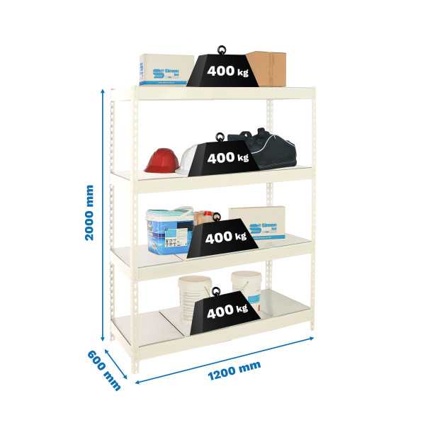 Estanteria 2000x1200x600 ECOFORTE 1206/4 METAL BLANCO/GALVA marca SIMONRACK