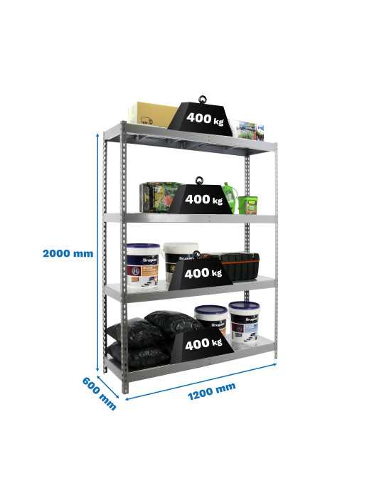 Estanteria 2000x1200x600 ECOFORTE 1206/4 METAL GRIS/GALVA marca SIMONRACK