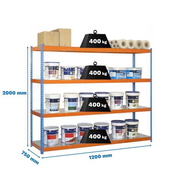 Estanteria 2000x1200x750 ECOFORTE 1207/4 METAL AZUL/NARANJA/GALVA marca SIMONRACK