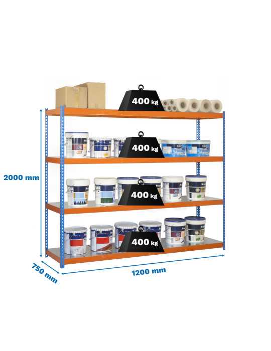 Estanteria 2000x1200x750 ECOFORTE 1207/4 METAL AZUL/NARANJA/GALVA marca SIMONRACK
