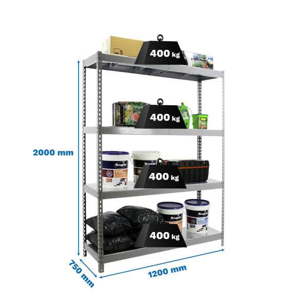 Estanteria 2000x1200x750 ECOFORTE 1207/4 METAL GALVA/GALVA marca SIMONRACK