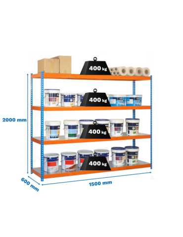 Estanteria 2000x1500x600 ECOFORTE 1506/4 METAL AZUL/NARANJA/GALVA marca SIMONRACK