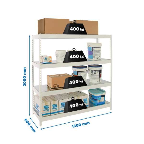 Estanteria 2000x1500x600 ECOFORTE 1506/4 METAL BLANCO/GALVA marca SIMONRACK