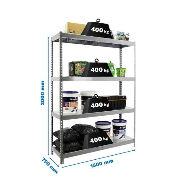 Estanteria 2000x1500x750 ECOFORTE 1507/4 METAL GRIS/GALVA marca SIMONRACK