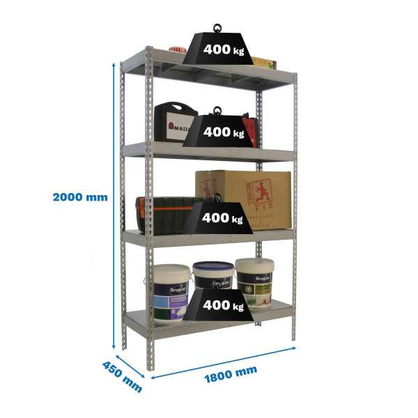 Estanteria 2000x1800x450 ECOFORTE 1804/4 METAL GALVA/GALVA marca SIMONRACK