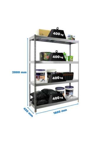 Estanteria 2000x1800x450 ECOFORTE 1804/4 METAL GRIS/GALVA marca SIMONRACK