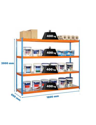 Estanteria 2000x1800x600 ECOFORTE 1806/4 METAL AZUL/NARANJA/GALVA marca SIMONRACK