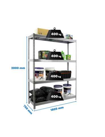 Estanteria 2000x1800x750 ECOFORTE 1807/4 METAL GALVA/GALVA marca SIMONRACK