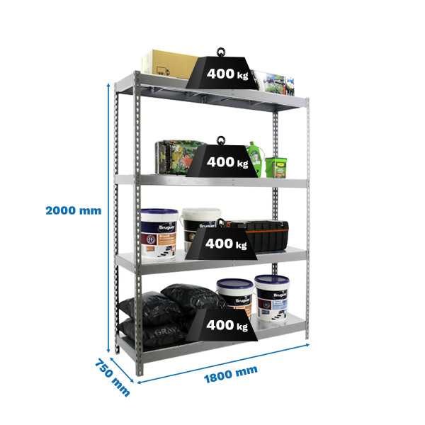 Estanteria 2000x1800x750 ECOFORTE 1807/4 METAL GALVA/GALVA marca SIMONRACK