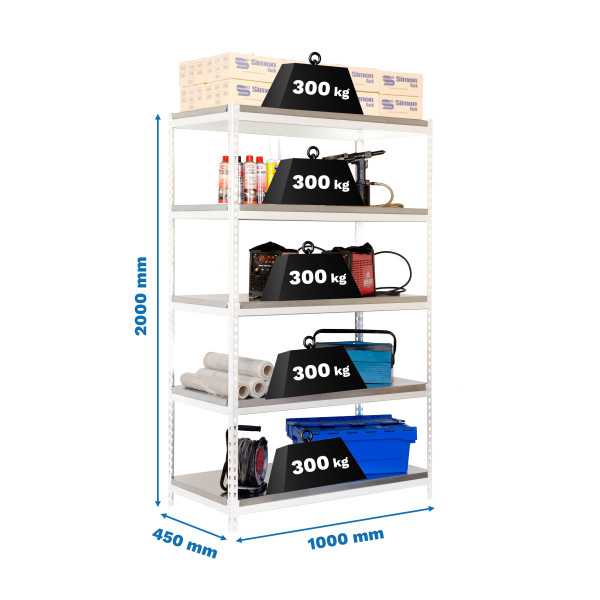 Estanteria 2000x1000x450 BRICOFORTE 1004/5 METAL BLANCO/GALVA marca SIMONRACK