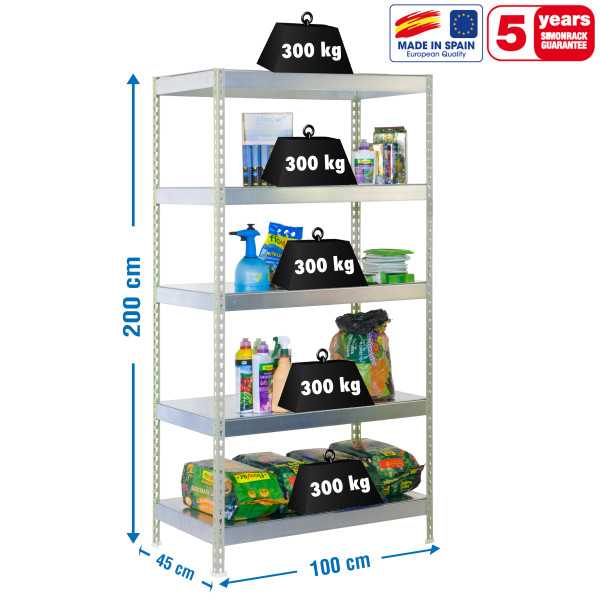 Estanteria 2000x1000x450 BRICOFORTE 1004/5 METAL GALVA/GALVA marca SIMONRACK