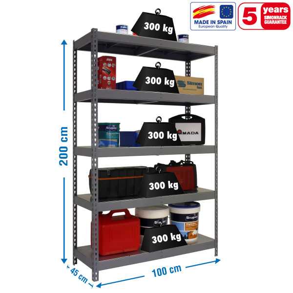 Estanteria 2000x1000x450 BRICOFORTE 1004/5 METAL GRIS/GALVA marca SIMONRACK