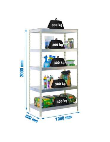 Estanteria 2000x1000x600 BRICOFORTE 1006/5 METAL GALVA/GALVA marca SIMONRACK