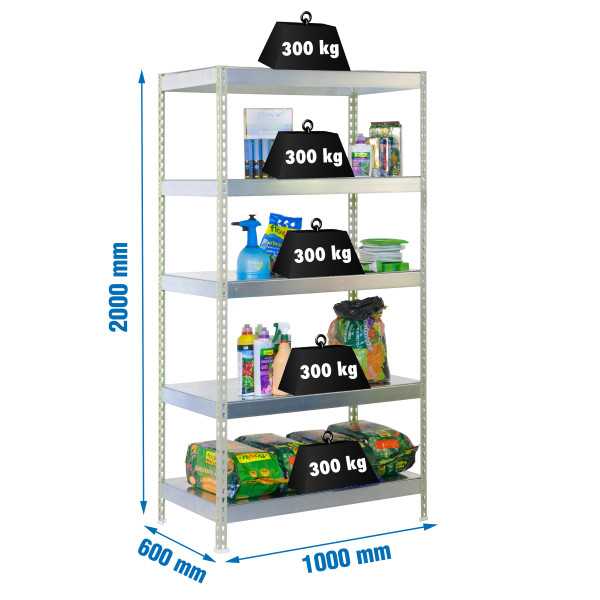 Estanteria 2000x1000x600 BRICOFORTE 1006/5 METAL GALVA/GALVA marca SIMONRACK