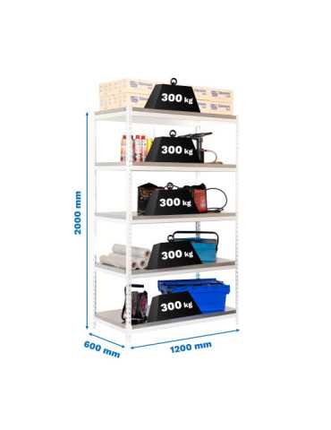Estanteria 2000x1200x600 BRICOFORTE 1206/5 METAL BLANCO/GALVA marca SIMONRACK