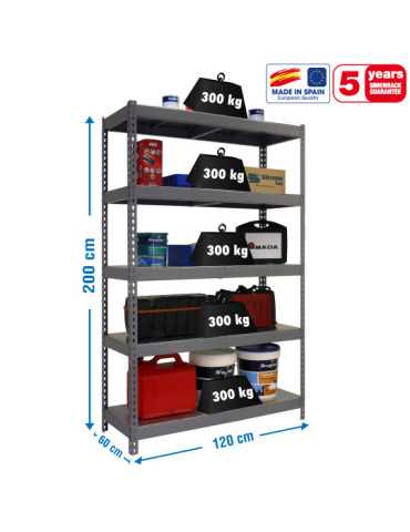 Estanteria 2000x1200x600 BRICOFORTE 1206/5 METAL GRIS/GALVA marca SIMONRACK
