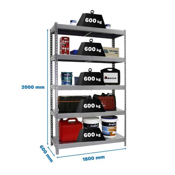 Estanteria 2000x1200x600 ECOFORTE 1206/5 METAL GRIS/GALVA marca SIMONRACK