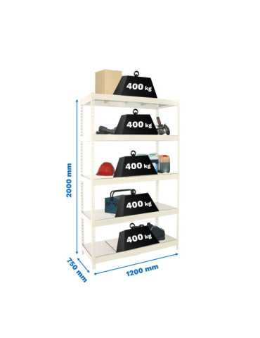 Estanteria 2000x1200x750 ECOFORTE 1207/5 METAL BLANCO/GALVA marca SIMONRACK