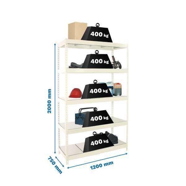 Estanteria 2000x1200x750 ECOFORTE 1207/5 METAL BLANCO/GALVA marca SIMONRACK