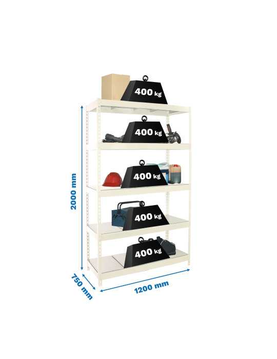 Estanteria 2000x1200x750 ECOFORTE 1207/5 METAL BLANCO/GALVA marca SIMONRACK