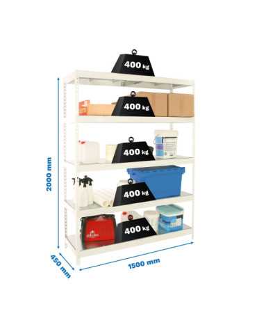 Estanteria 2000x1500x450 ECOFORTE 1504/5 METAL BLANCO/GALVA marca SIMONRACK