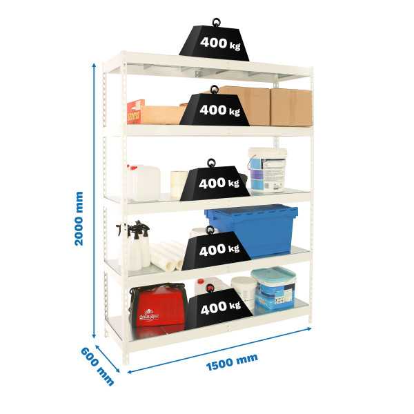 Estanteria 2000x1500x600 ECOFORTE 1506/5 METAL BLANCO/GALVA marca SIMONRACK