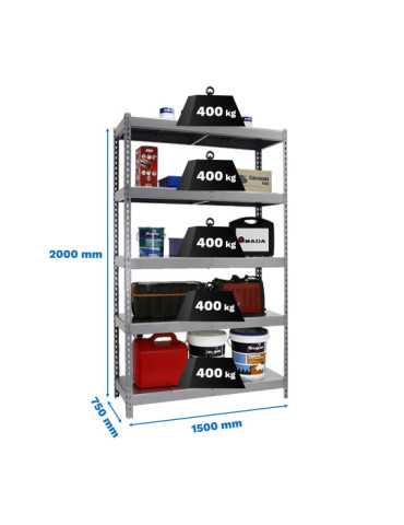 Estanteria 2000x1500x750 ECOFORTE 1507/5 METAL GALVA/GALVA marca SIMONRACK