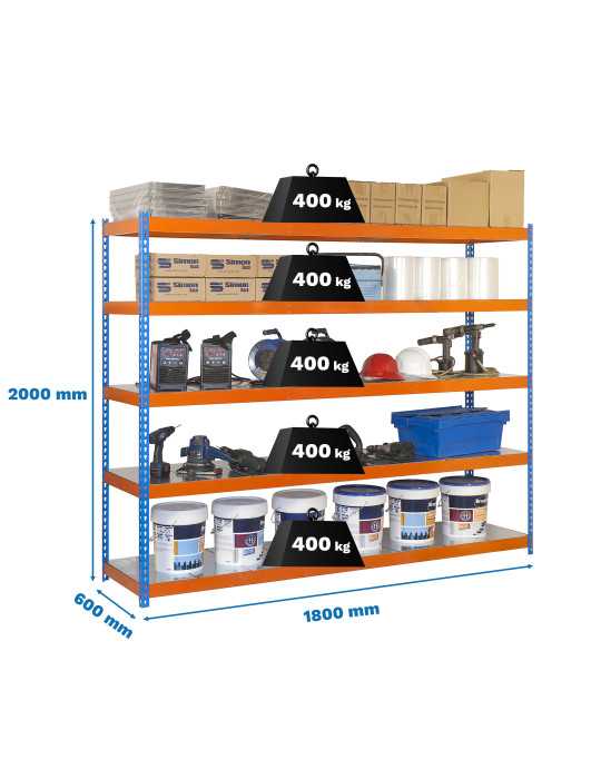Estanteria 2000x1800x600 ECOFORTE 1806/5 METAL AZUL/NARANJA/GALVA marca SIMONRACK