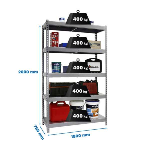 Estanteria 2000x1800x750 ECOFORTE 1807/5 METAL GALVA/GALVA marca SIMONRACK