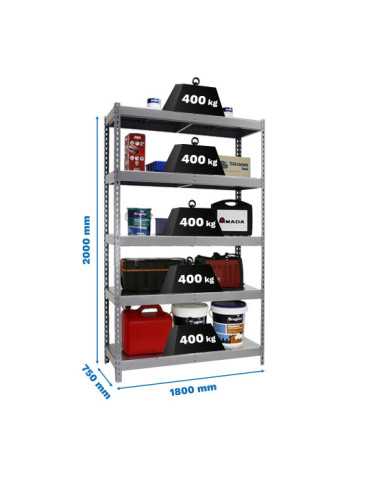 Estanteria 2000x1800x750 ECOFORTE 1807/5 METAL GRIS/GALVA marca SIMONRACK
