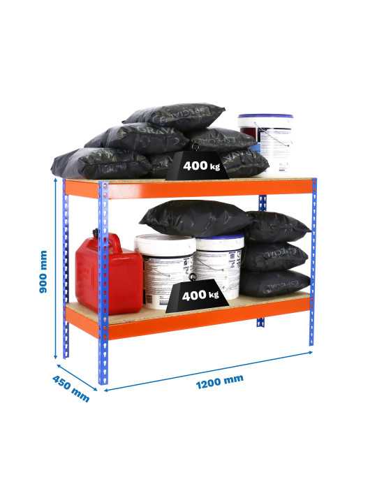 Estanteria 900x1200x450 ECOFORTE 1204/2 CHIPBOARD 900 AZ/NAR/MAD marca SIMONRACK
