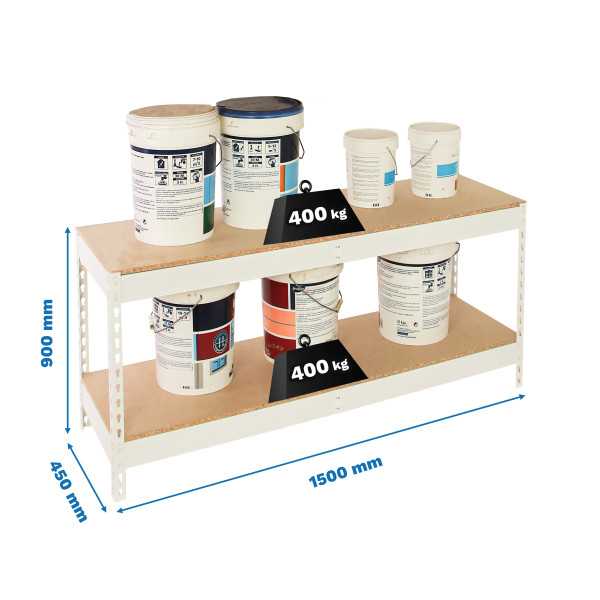 Estanteria 900x1500x450 ECOFORTE 1504/2 CHIPBOARD 900 BLANCO/MADERA marca SIMONRACK