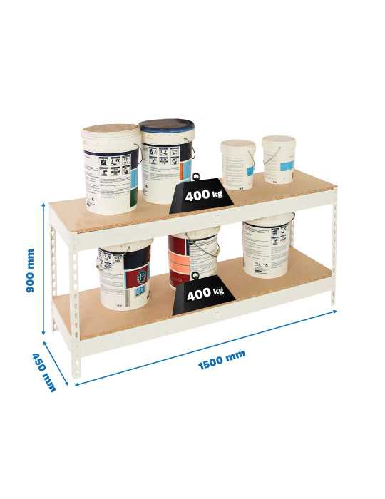 Estanteria 900x1500x450 ECOFORTE 1504/2 CHIPBOARD 900 BLANCO/MADERA marca SIMONRACK