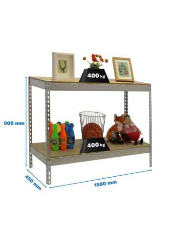 Estanteria 900x1500x450 ECOFORTE 1504/2 CHIPBOARD 900 GALVA/MADERA marca SIMONRACK
