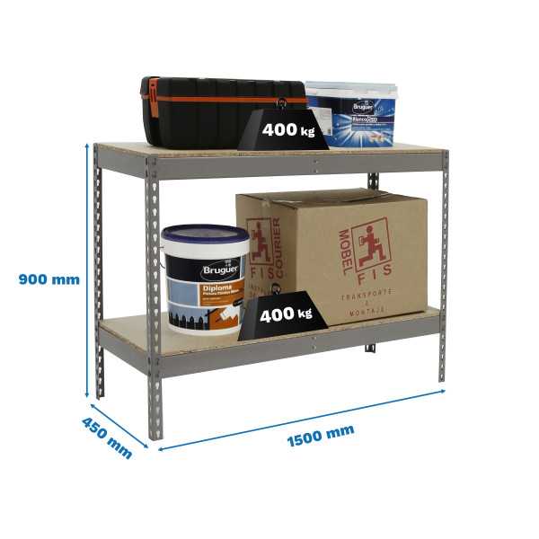 Estanteria 900x1500x450 ECOFORTE 1504/2 CHIPBOARD 900 GRIS/MADERA marca SIMONRACK