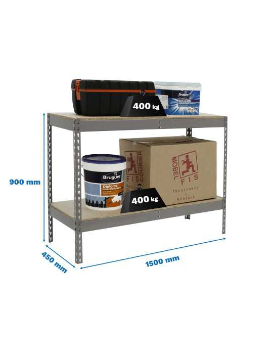 Estanteria 900x1500x450 ECOFORTE 1504/2 CHIPBOARD 900 GRIS/MADERA marca SIMONRACK