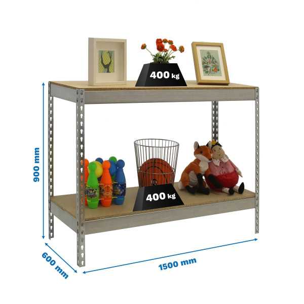 Estanteria 900x1500x600 ECOFORTE 1506/2 CHIPBOARD 900 GALVA/MADERA marca SIMONRACK