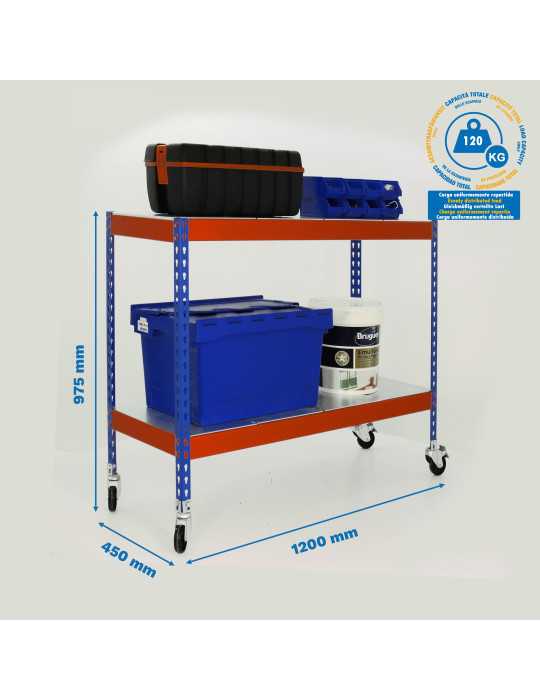 Estanteria 975x1200x450 ECOFORTE MOB. 1204/2 METAL 900 AZ/NAR/GAL marca SIMONRACK