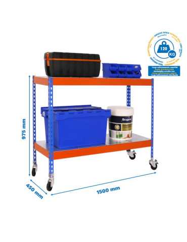 Estanteria 975x1500x450 ECOFORTE MOB. 1504/2 METAL 900 AZ/NAR/GAL marca SIMONRACK