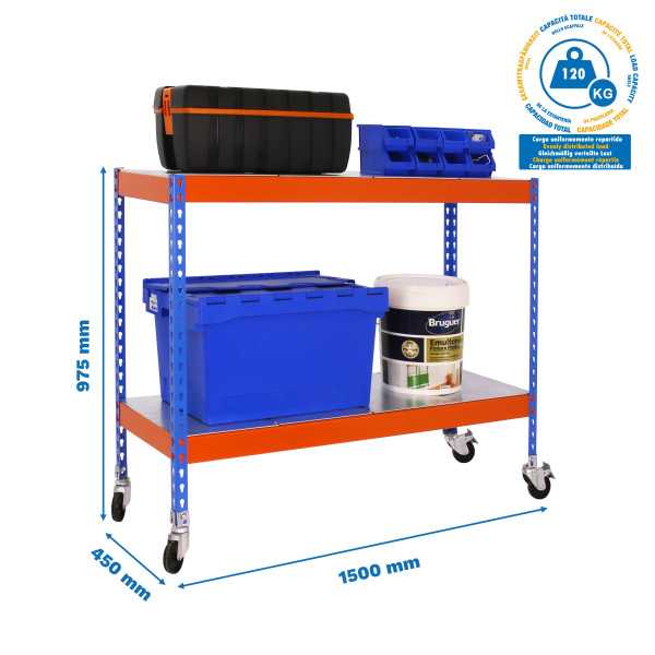 Estanteria 975x1500x450 ECOFORTE MOB. 1504/2 METAL 900 AZ/NAR/GAL marca SIMONRACK