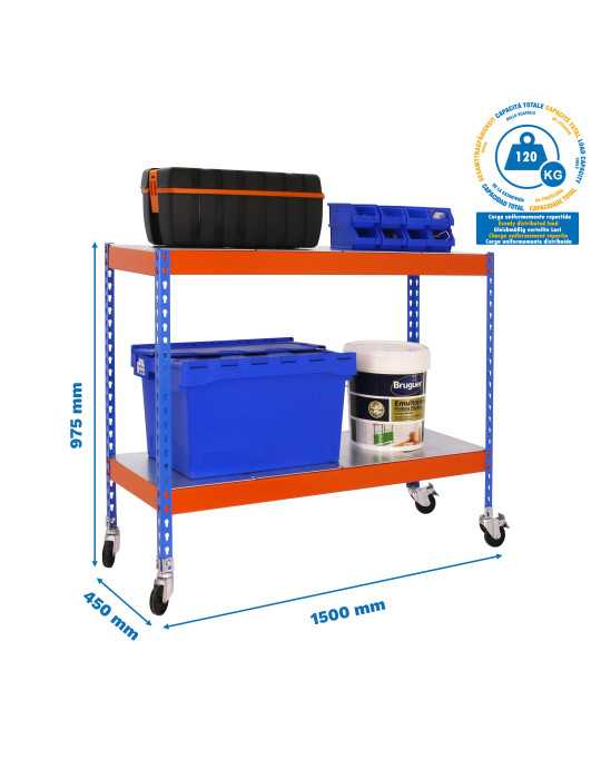 Estanteria 975x1500x450 ECOFORTE MOB. 1504/2 METAL 900 AZ/NAR/GAL marca SIMONRACK