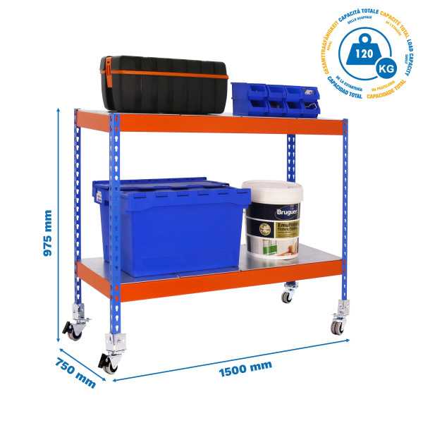 Estanteria 975x1500x750 ECOFORTE MOB. 1507/2 METAL 900 AZ/NAR/GAL marca SIMONRACK